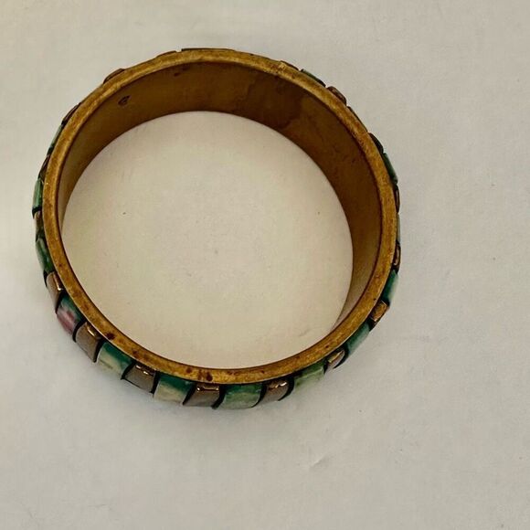 Brass inlay bangle bracelet - Picture 6 of 7